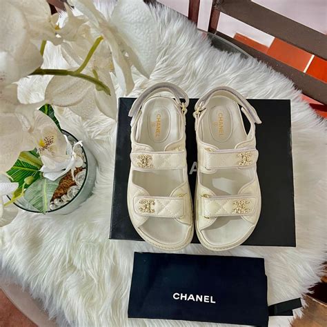 white chanel sandals replica|chanel white flat sandals.